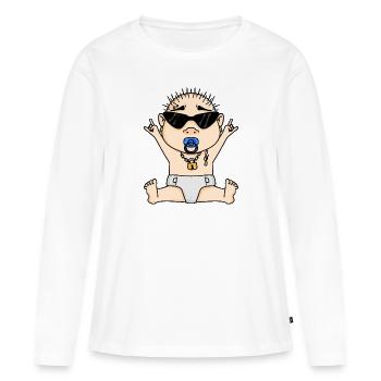 Cool bébé - T-shirt manches longues Premium bio Femme - blanc - Devant - Julia (174cm)