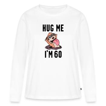 60 ans - 60 ans - Câlin - T-shirt manches longues Premium bio Femme - blanc - Devant - Julia (174cm)