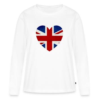 Heart UK Britain - T-shirt manches longues Premium bio Femme - blanc - Devant - Julia (174cm)