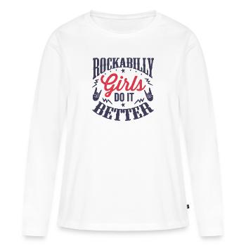 Rockabilly Girl - T-shirt manches longues Premium bio Femme - blanc - Devant - Julia (174cm)