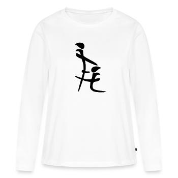 Asiatique fellation kanji sexe chinois caractères - T-shirt manches longues Premium bio Femme - blanc - Devant - Julia (174cm)