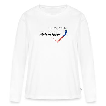 Russie Fabriqué en Russie Russe Russe - T-shirt manches longues Premium bio Femme - blanc - Devant - Julia (174cm)