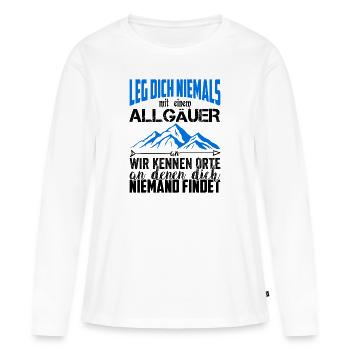 Allgäu Allgäuer Oberbayern Alpen Geschenkidee - Frauen Premium Bio Langarmshirt - Weiß - Vorne - Julia (174cm)