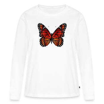 Papillon papillon - T-shirt manches longues Premium bio Femme - blanc - Devant - Julia (174cm)