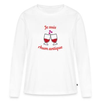 Ich bin Antique Rum - Frauen Premium Bio Langarmshirt - Weiß - Vorne - Julia (174cm)