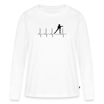 Mon cœur bat pour le patinage en ligne - T-shirt manches longues Premium bio Femme - blanc - Devant - Julia (174cm)