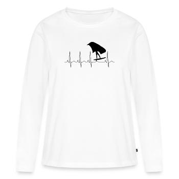 Wingfoiler Heartbeat Fréquence - T-shirt manches longues Premium bio Femme - blanc - Devant - Julia (174cm)
