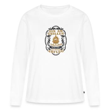 BIN AM GRILLEN KEINE TIPS BIER BRINGEN ABFLUG - - Frauen Premium Bio Langarmshirt - Weiß - Vorne - Julia (174cm)