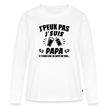 Ich kann nicht, ich bin Papa (Windel) - Frauen Premium Bio Langarmshirt - Weiß - Vorne - Julia (174cm)