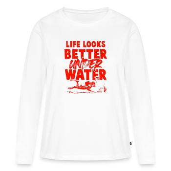 plongée sous l’eau - T-shirt manches longues Premium bio Femme - blanc - Devant - Julia (174cm)