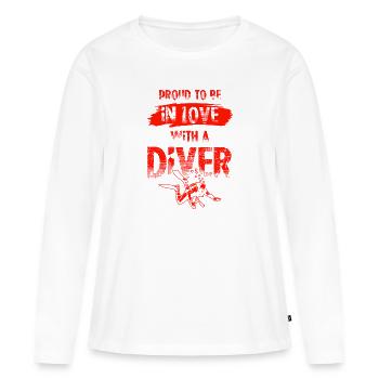 aimer un plongeur - T-shirt manches longues Premium bio Femme - blanc - Devant - Julia (174cm)