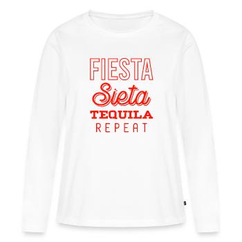 fiesta sieta tequila répéter - T-shirt manches longues Premium bio Femme - blanc - Devant - Julia (174cm)