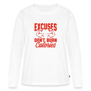 brûler des calories fitness - T-shirt manches longues Premium bio Femme - blanc - Devant - Julia (174cm)