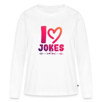 Ich liebe Witze - Frauen Premium Bio Langarmshirt - Weiß - Vorne - Julia (174cm)