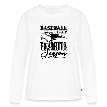Saison de baseball - T-shirt manches longues Premium bio Femme - blanc - Devant - Julia (174cm)