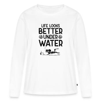 Plongée sous l’eau - T-shirt manches longues Premium bio Femme - blanc - Devant - Julia (174cm)