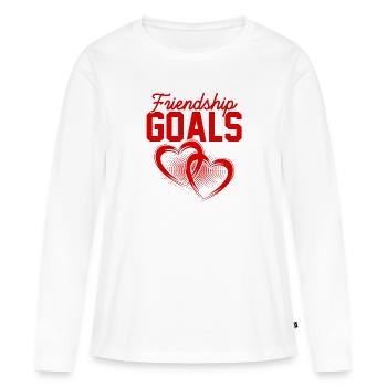 Objectifs de l’amitié - T-shirt manches longues Premium bio Femme - blanc - Devant - Julia (174cm)