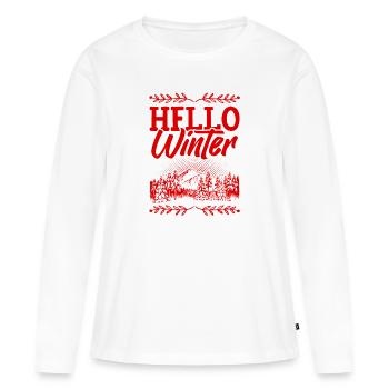 Hello Winter - Frauen Premium Bio Langarmshirt - Weiß - Vorne - Julia (174cm)