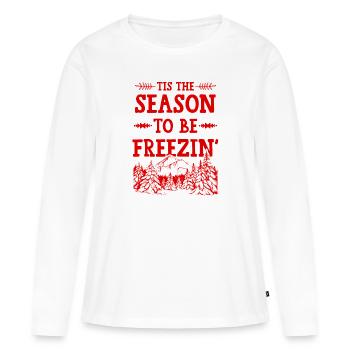 Saison d’hiver - T-shirt manches longues Premium bio Femme - blanc - Devant - Julia (174cm)