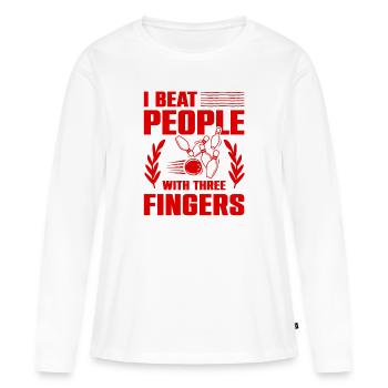 Bowling drôle de dicton - T-shirt manches longues Premium bio Femme - blanc - Devant - Julia (174cm)