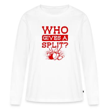 Bowling Split - T-shirt manches longues Premium bio Femme - blanc - Devant - Julia (174cm)