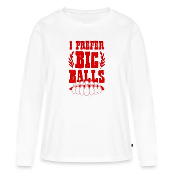 Grosses boules Bowling - T-shirt manches longues Premium bio Femme - blanc - Devant - Julia (174cm)