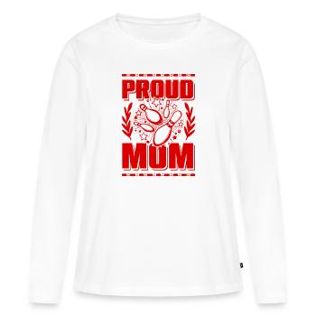 Maman de bowling - T-shirt manches longues Premium bio Femme - blanc - Devant - Julia (174cm)