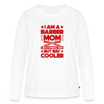 Maman coiffeuse - T-shirt manches longues Premium bio Femme - blanc - Devant - Julia (174cm)