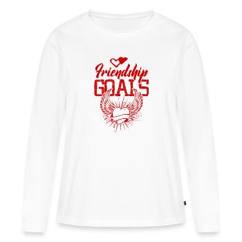 Objectifs de l’amitié - T-shirt manches longues Premium bio Femme - blanc - Devant - Julia (174cm)