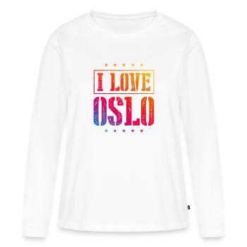 J’adore Oslo - T-shirt manches longues Premium bio Femme - blanc - Devant - Julia (174cm)