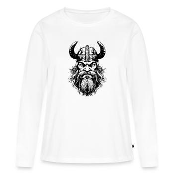 Wikinger Helm Valhalla - Frauen Premium Bio Langarmshirt - Weiß - Vorne - Julia (174cm)