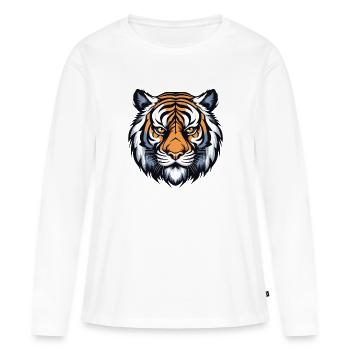 Tiger Portrait - Frauen Premium Bio Langarmshirt - Weiß - Vorne - Julia (174cm)