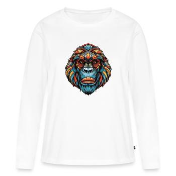 Gorilla Portrait - Frauen Premium Bio Langarmshirt - Weiß - Vorne - Julia (174cm)
