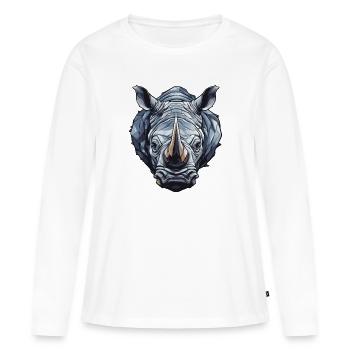 Nashorn Portrait - Frauen Premium Bio Langarmshirt - Weiß - Vorne - Julia (174cm)