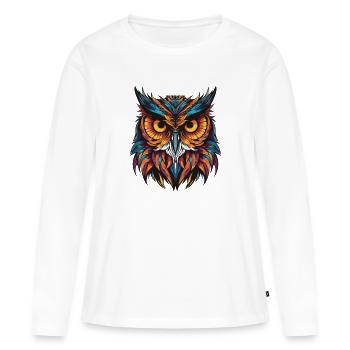 Eule Portrait - Frauen Premium Bio Langarmshirt - Weiß - Vorne - Julia (174cm)