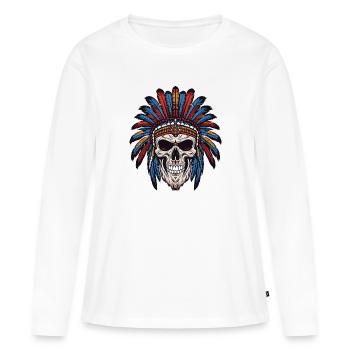 Apache Indianer Häuptling Totenkopf - Frauen Premium Bio Langarmshirt - Weiß - Vorne - Julia (174cm)
