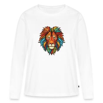 Tête de lion - T-shirt manches longues Premium bio Femme - blanc - Devant - Julia (174cm)