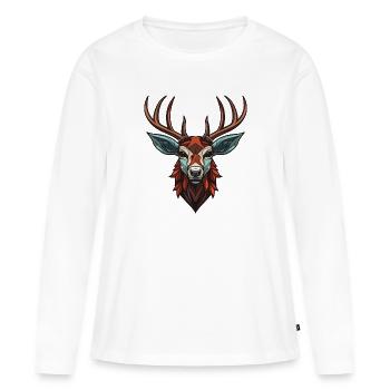 Tête de cerf - T-shirt manches longues Premium bio Femme - blanc - Devant - Julia (174cm)