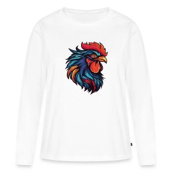 Hahn Portrait - Frauen Premium Bio Langarmshirt - Weiß - Vorne - Julia (174cm)