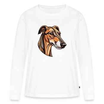 Greyhound Dog Head - Women's Premium Organic Long Sleeve Shirt - white - Front - Julia (174cm)