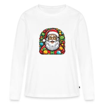 Père Noël Père Noël Père Noël - T-shirt manches longues Premium bio Femme - blanc - Devant - Julia (174cm)