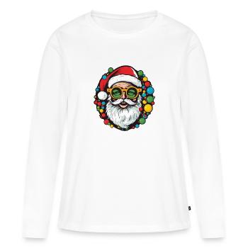 Père Noël Père Noël Père Noël - T-shirt manches longues Premium bio Femme - blanc - Devant - Julia (174cm)