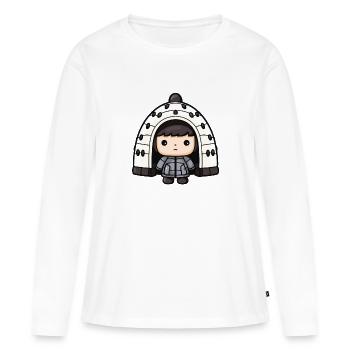 Eskimo Igloo Bande dessinée d’hiver Pôle Nord Pôle Sud - T-shirt manches longues Premium bio Femme - blanc - Devant - Julia (174cm)