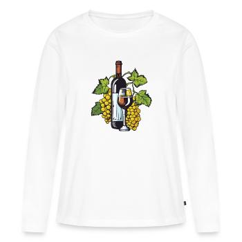 Verre à vin VinRaisins Vin - T-shirt manches longues Premium bio Femme - blanc - Devant - Julia (174cm)
