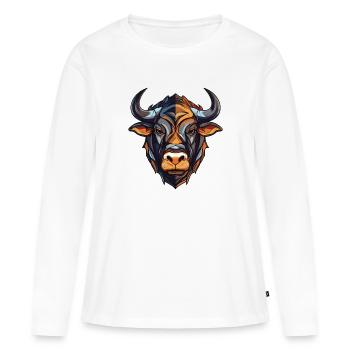 Tête de taureau Taureau - T-shirt manches longues Premium bio Femme - blanc - Devant - Julia (174cm)