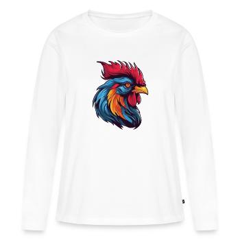 Hahn Portrait - Frauen Premium Bio Langarmshirt - Weiß - Vorne - Julia (174cm)
