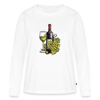 Verre à vin VinRaisins Vin - T-shirt manches longues Premium bio Femme - blanc - Devant - Julia (174cm)