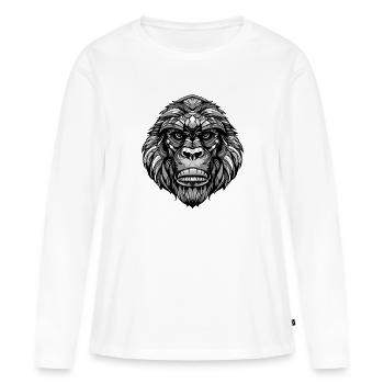 Tête d’animal de gorille - T-shirt manches longues Premium bio Femme - blanc - Devant - Julia (174cm)