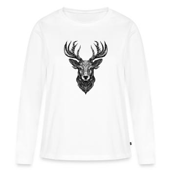 Tête d’animal de cerf - T-shirt manches longues Premium bio Femme - blanc - Devant - Julia (174cm)