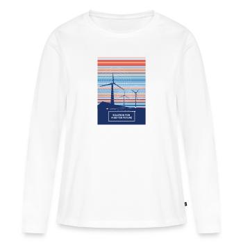 Une solution éolienne pour un avenir meilleur - T-shirt manches longues Premium bio Femme - blanc - Devant - Julia (174cm)